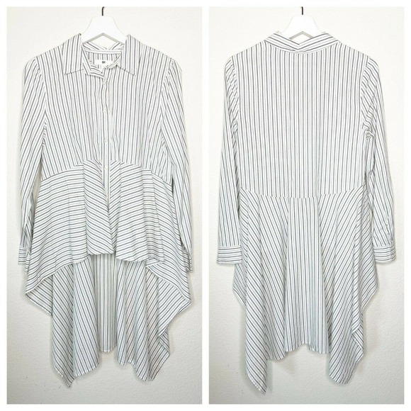 bp. Dramatic High Low Hem Striped Button Up Top - Picture 1 of 9